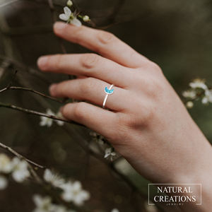 Anillo Apilable de Plata de Ley 925 con Forma de Luna y Labradorita, Engaste de Bisel, Elegante y Moderno, Regalo para Compromiso, Aniversario, Boda o Fiesta - Product Image 4