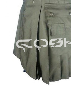 กระโปรงอเนกประสงค์สำหรับผู้ชายผ้าคอตตอนสีเทาทนทานพร้อมรายละเอียดที่ทันสมัย - Product Image 5