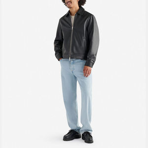 Chaqueta de cuero de piel de cocodrilo para hombre, venta al por mayor, chaqueta de cuero negro, chaqueta de cuero genuino recortada hecha a medida para hombre - Product Image 3