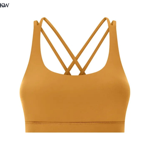 Ropa deportiva para mujer Sujetador deportivo con tiras cruzadas Elástico a prueba de golpes Acolchado extraíble Yoga Gym Bra Logotipo personalizado disponible - Product Image 1
