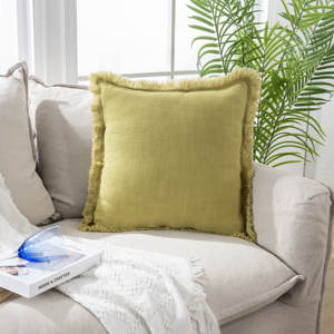 Handmade Light <b>Yellow</b> Wave Style Dot Print Decorative Linen <b>Cushion</b> <b>Cover</b> Pure Linen Indian Throw Pillow Case - Product Image 3