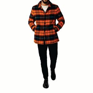 OEM Custom <b>Men's</b> Solid Canvas Stand Collar Embroidery Casual Waterproof Windproof Reversible <b>Summer</b> Flannel <b>Jacket</b> - Product Image 1