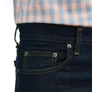 กางเกงยีนส์ผู้ชายทรงตรงขาตรงสีดำงานทำด้วยมือกางเกงยีนส์ดีไซน์ตามสั่งสีดำสำหรับงานหนัก - Product Image 6