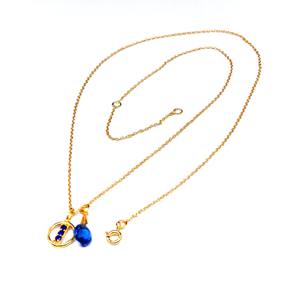 Las últimas señoras usan collar de cadena larga Plata de Ley 925 chapado en oro piedras preciosas de cianita estilo clásico uso diario - Product Image 1