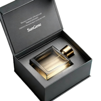 Boîte à parfum haut de gamme portable avec revêtement UV, doublure en éponge, lamination mate, gaufrage, forme de livre unique, boîte en papier rigide, logo personnalisé