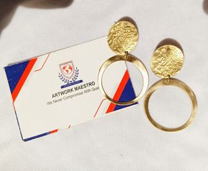 Boucle d'oreille en laiton avec un design géométrique bohème - fabrication artisanale - poids léger - Product Image 3