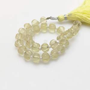 Pierre précieuse sculptée citrouille brins perlés citron Quartz pierre lâche perle de melon 8 pouces de long brin - Product Image 3