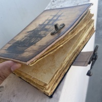 Journal de voyage rétro antique en cuir fait main, carnet de croquis en papier aquarelle avec logo gaufré, reliure à chevalet, couverture rigide - Cadeau