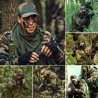 Écharpe tactique multifonctionnelle unisexe pour adulte, respirante, légère, pour l'été, en coton 100% camouflage, maille longue