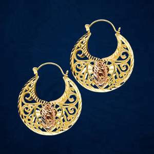 Pendientes cristianos clásicos de dos tonos de alta pulido Madre María, diseño de joyería de moda para mujer, Material de aleación chapado en rodio - Product Image 4