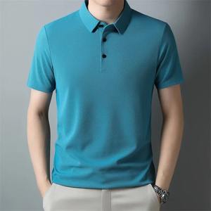 Men's Summer Fashion 100% Cotton Waffle Solid Short Sleeved for Polo Shirt Breathable and Comfortable <b>Top</b> with Digital Printing - Product Image 4