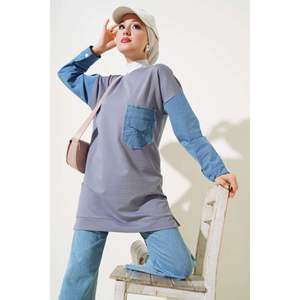 Denim Garnished Two Rope Tunic <b>Slate</b> Gray - Product Image 3