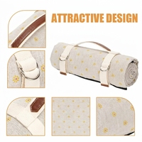Vente en gros de tapis de pique-nique pliables, élégants, à motifs floraux, pour le camping en plein air, imperméables, résistants au sable, grands tapis de plage avec poignée