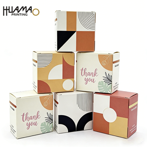 OEM Custom Logo Printed Thank You <b>Paper</b> Box Wholesale Foldable Packaging Box with Geometric <b>Pattern</b> for Wedding, Party, Gifts - Product Image 1