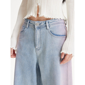 Wholesale High Waist Wide Leg Denim Ostrich Feather <b>Jeans</b> For Women With Private Label Made By Hanger Impex - Product Image 6