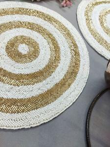 Glass Beaded coaster Mats Woven <b>Placemat</b> Table <b>Christmas</b> <b>Placemats</b> Round <b>Placemats</b> - Product Image 3