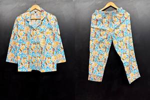 Ensemble pyjama deux pièces en coton pour femmes, col en V, taille élastique, motif floral, haute qualité, séchage rapide, nouvelle arrivée - Product Image 3