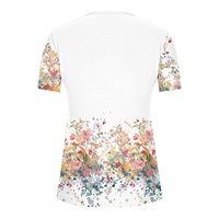 T-shirts décontractés à col rond et manches courtes pour femmes grandes tailles, tunique boutonnée florale à taille empire de couleur unie pour l'été, pour adolescentes