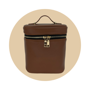 Bolsa de cosméticos transparente con logotipo personalizado Bolsas de cosméticos de maquillaje de material de PU marrón claro con cremallera - Product Image 6