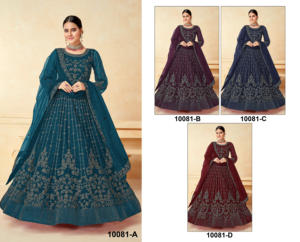 High Quality Heavy Thread Anarkali Salwar Kameez <b>Sexy</b> Wedding Wear with Net Dupatta Top Manufactured <b>Indian</b> & Pakistani Clothing - Product Image 5