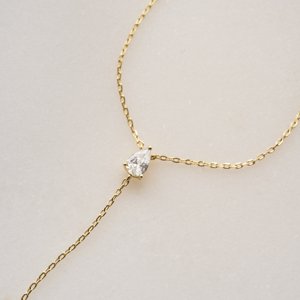 Cadena de clavícula de Plata de Ley 925 al por mayor corte de pera CZ ajuste de punta Simple minimalista Lariat collar joyería fina collares - Product Image 3