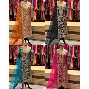 Beau haut-bas et Dupatta avec une broderie lourde et un travail à la main en pierre - Product Image 4