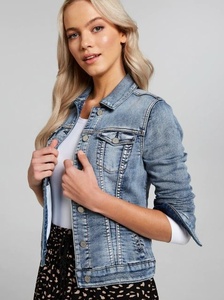 Chaqueta Vaquera de Algodón 100% Tejido Transpirable, Diseño Personalizado para Mujer, Cuello Camisero, Otoño Invierno, Impermeable y Resistente al Viento - Product Image 5