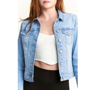 Veste en jean bleue à manches longues de luxe pour femmes teinte réversible écologique de haute qualité BD hauts manteau perle coton respirant - Product Image 1