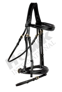 Durable Black Leather Horse <b>Product</b> Wide Noseband Bridle with Fancy <b>Stitch</b> Latest Design Wholesale - Product Image 2