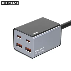 आईफोन कारगाडोरेस पैरा सेल्यूलर के लिए 47W GaN टाइप C USB-A PD QC सुपर फास्ट चार्जिंग 4-पोर्ट फोन लैपटॉप डेस्कटॉप चार्जर