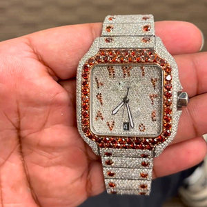 Top Brand Custom Luxury Bling Quartz Iced Out Round <b>Men</b> Hip Hop Full <b>Black</b> Stainless Steel Belt Moissanite Diamond Wristwatch - Product Image 6