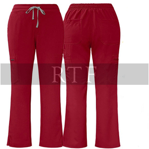 กางเกงวิ่งขายาวผ้าสแปนเด็กซ์โพลีเอสเตอร์สีขาว2024เอวเป็นโครงตรงเครื่องแบบทางการแพทย์สำหรับโรงพยาบาล - Product Image 2