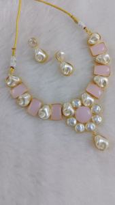 <b>Mother</b> <b>Pearl</b> Handicraft Modern Fusion Necklace Set Stylish Choker with Heavy Brass Customized Unique Design Fashion Jewelry - Product Image 3