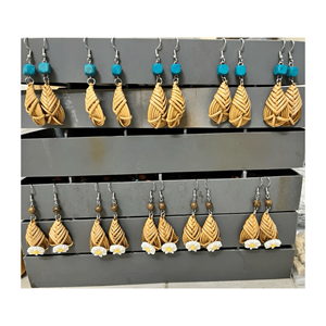 Rattan <b>Earrings</b> Handmade Geometric Tassel Woven Bohemian <b>Earrings</b> Lightweight Wicker Braid Hoop Drop Dangle <b>Earrings</b> Women - Product Image 6