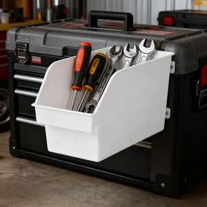 Kolları ile büyük kapasiteli plastik saklama kutuları, oyuncaklar için istiflenebilir açık ön organizatör kutusu, giysi, kiler, garaj - Product Image 6