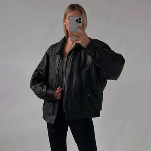 แจ็คเก็ตหนังแกะโอเวอร์ไซส์สำหรับผู้หญิงมีซิปปิดแบบลำลองสำหรับของขวัญวันครบรอบหรือวันคริสต์มาสไซส์พิเศษ - Product Image 4