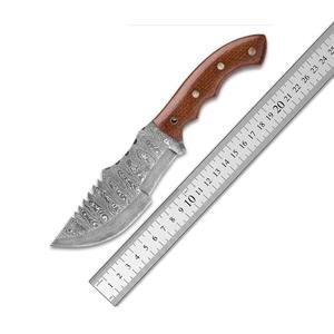 Cuchillo de caza de hoja fija de alta calidad al por mayor Damasco nuevo estilo mango negro sólido cuchillos de caza al aire libre para hombres - Product Image 5