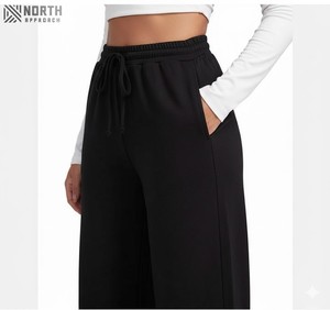 Pantalones de chándal de gran tamaño para mujer, pantalones de cintura alta, pantalones de chándal de pierna ancha de rizo francés de algodón para mujer, pantalones de chándal para hombre - Product Image 4