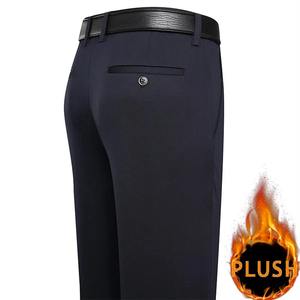 ใหม่ผ้าแคนวาสสำหรับฤดูหนาวผ้ากำมะหยี่ขนแกะระบายอากาศได้ดีเป็นมิตรต่อสิ่งแวดล้อมกางเกงลำลองแบบสมาร์ทสีน้ำเงินเข้มทรงตรงตัวใหญ่ - Product Image 3