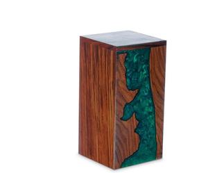 Caja de urna de madera Caja de urna conmemorativa de resina verde y palisandro Caja de recuerdo elegante de urna de cremación de recuerdo de diseño único - Product Image 3