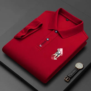 Chemise d'été pour homme de haute qualité à manches courtes avec broderie, motif uni, logo frontal, tissu peigné, logo de couleur personnalisé - Product Image 6