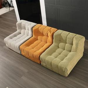 Silla de sofá individual con mechones de tela moderna con relleno de esponja comprimida, piso pequeño, diseño nórdico, muebles de sala de estar - Product Image 1