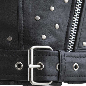 Real Leather Zipper Ladies <b>Biker</b> <b>Jacket</b> 2023 New Style Comfortable Women Studdeds <b>Jackets</b> Made In Leather - Product Image 4