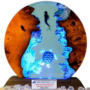 โคมไฟเรซินไม้สไตล์มหาสมุทรดีไซน์ใหม่โคมไฟ LED ทำด้วยมือ3D ไฟกลางคืนผลิตในเวียดนาม - Product Image 6