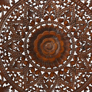 Nouvellement arrivée marron traditionnel Floral manguier bois décoration murale 3 panneau ensemble personnalisé conçu meilleure vente de décoration murale en bois - Product Image 3