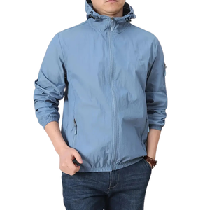 Sudadera CON CAPUCHA DE VERANO Vintage informal ajustada para hombre, chaqueta de Safari de manga larga, tela elástica con bolsillo de canguro para exteriores - Product Image 3