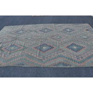 Alfombra Kilim turca Vintage de 6,3x11,2 pies, diseño de retales azul Beige, alfombra clásica de lana para sala de estar, respaldo de látex para uso doméstico - Product Image 3
