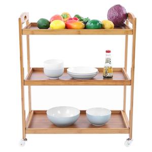 Étagère de cuisine mobile moderne KIBamboo KIB004 avec roulettes 32x60x73cm en bois de chêne - Product Image 2