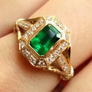 Handmade 925 Sterling <b>Silver</b> Engagement <b>Ring</b> Green <b>Emerald</b> Diamond Vintage for Indian Weddings Fine Jewelry Wholesale Lot Jaipur - Product Image 3