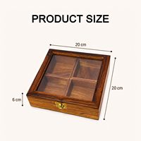 KHATI HOUSE Imperial Aroma Vault, organiseur d'épices en bois artisanal de qualité supérieure avec couvercle en verre et rangement multi-compartiments